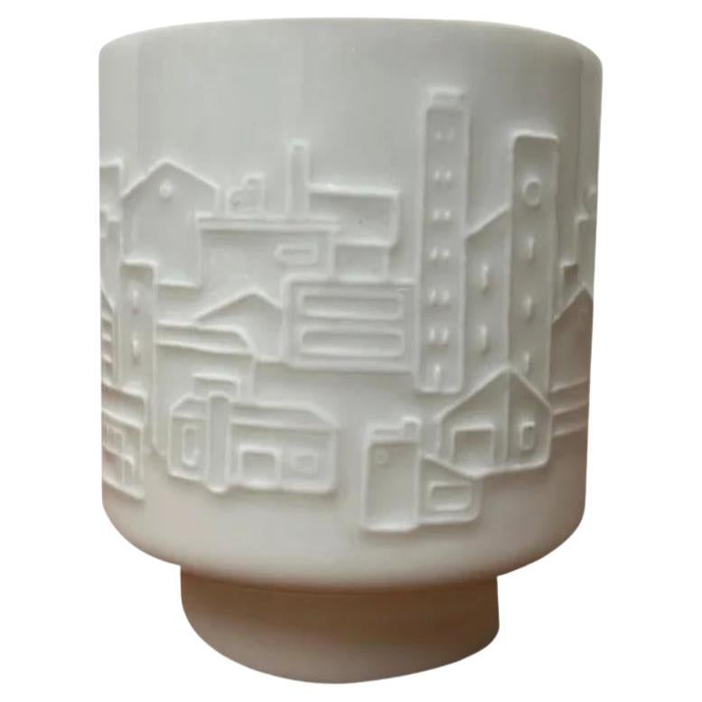 Vaso da mensa in porcellana tedesca vintage con disegni di architettura di Hans Achtziger