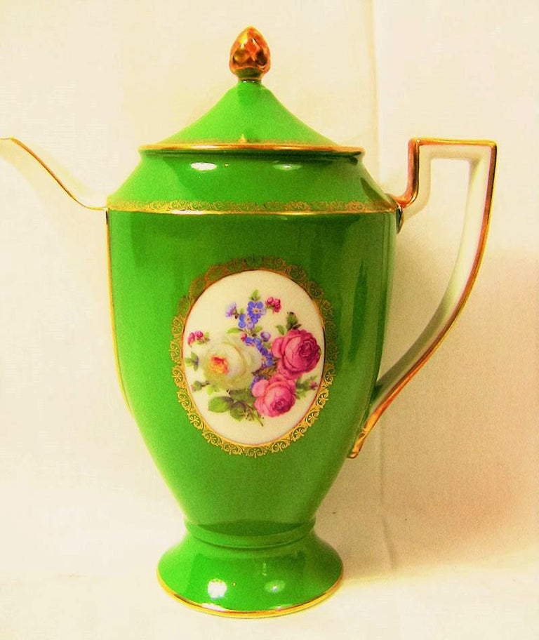 Vintage German Porcelain Royal Tettau Complete Coffee Service In Good Condition For Sale In Dallas, TX
