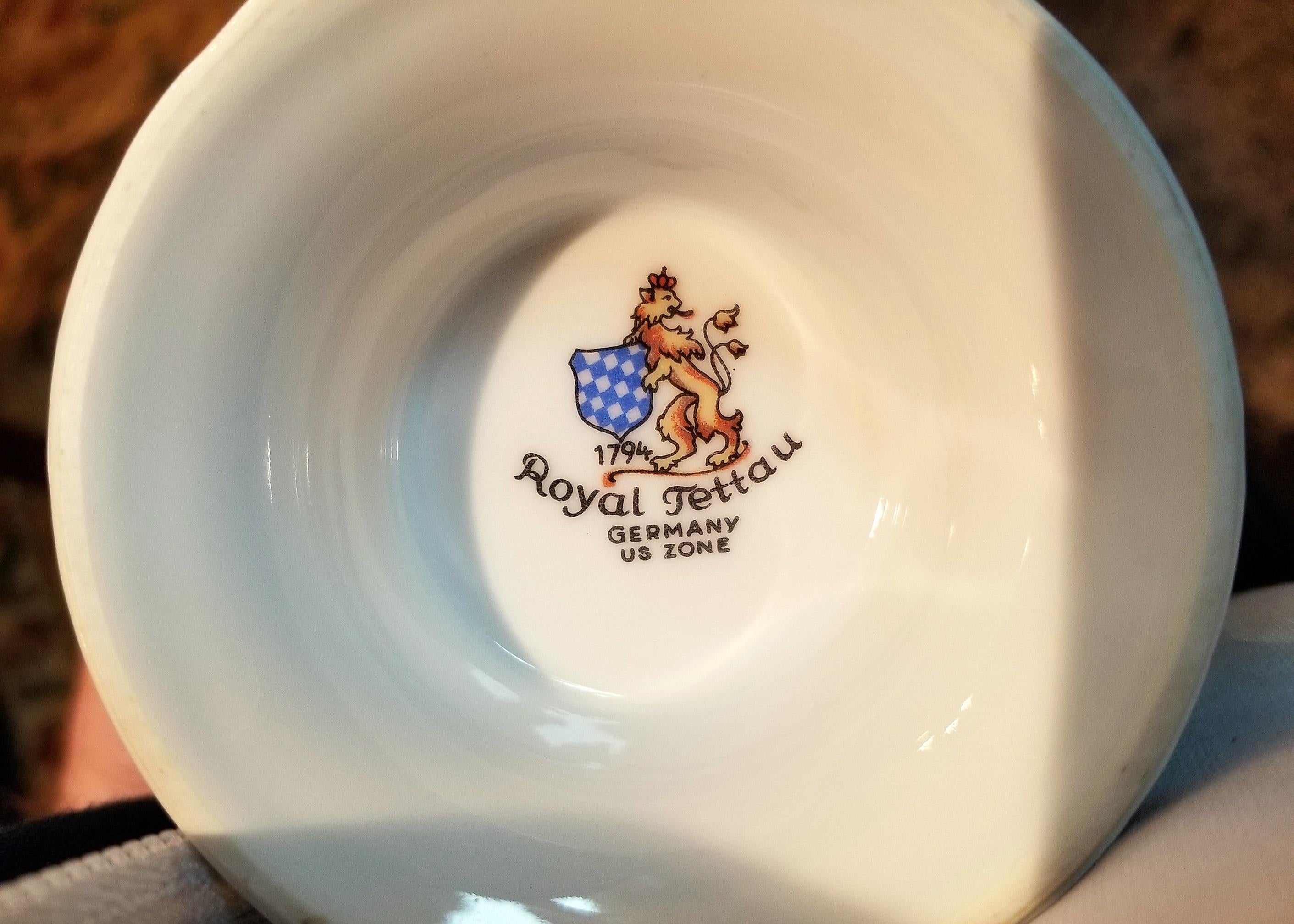 Hand-Painted Vintage German Porcelain Royal Tettau Complete Coffee Service
