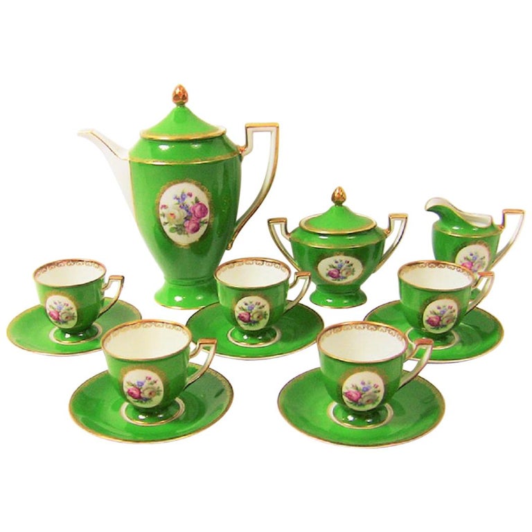 Vintage German Porcelain Royal Tettau Complete Coffee Service For Sale