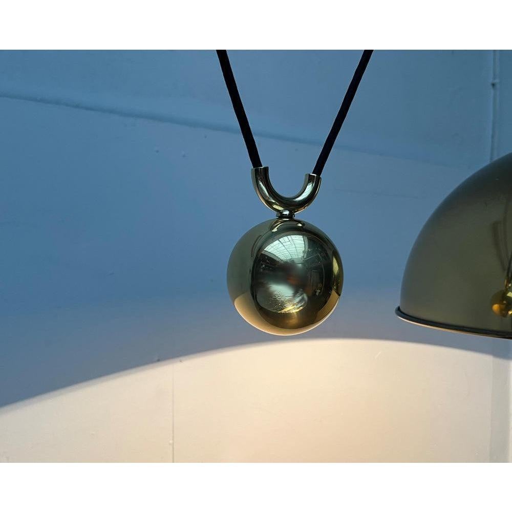 Vintage German Postmodern Brass Model Duos Counterweight Pendant Light, 1980s In Excellent Condition For Sale In Hamburg, DE