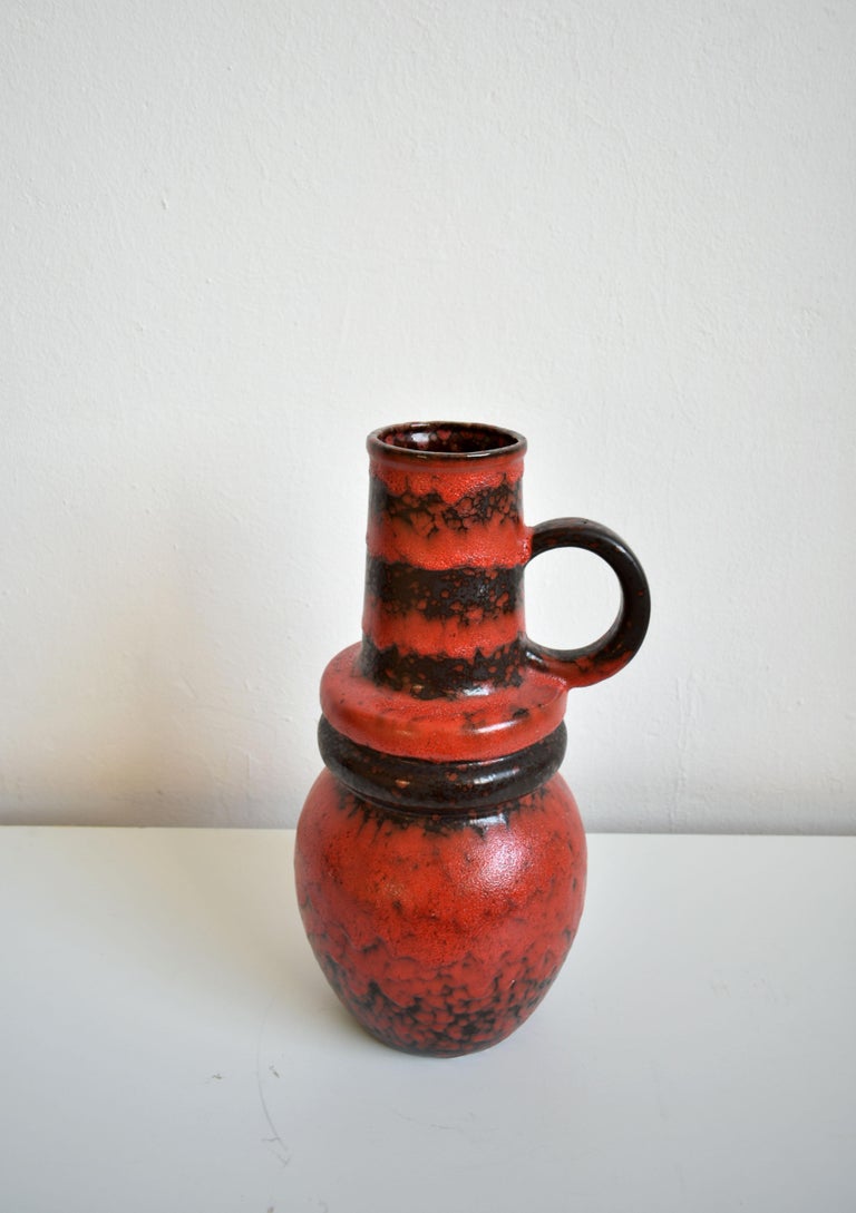 Mid-Century Modern Vintage German Pottery Fat Lava Vase Made by Scheurich 1970s, Extra Large For Sale