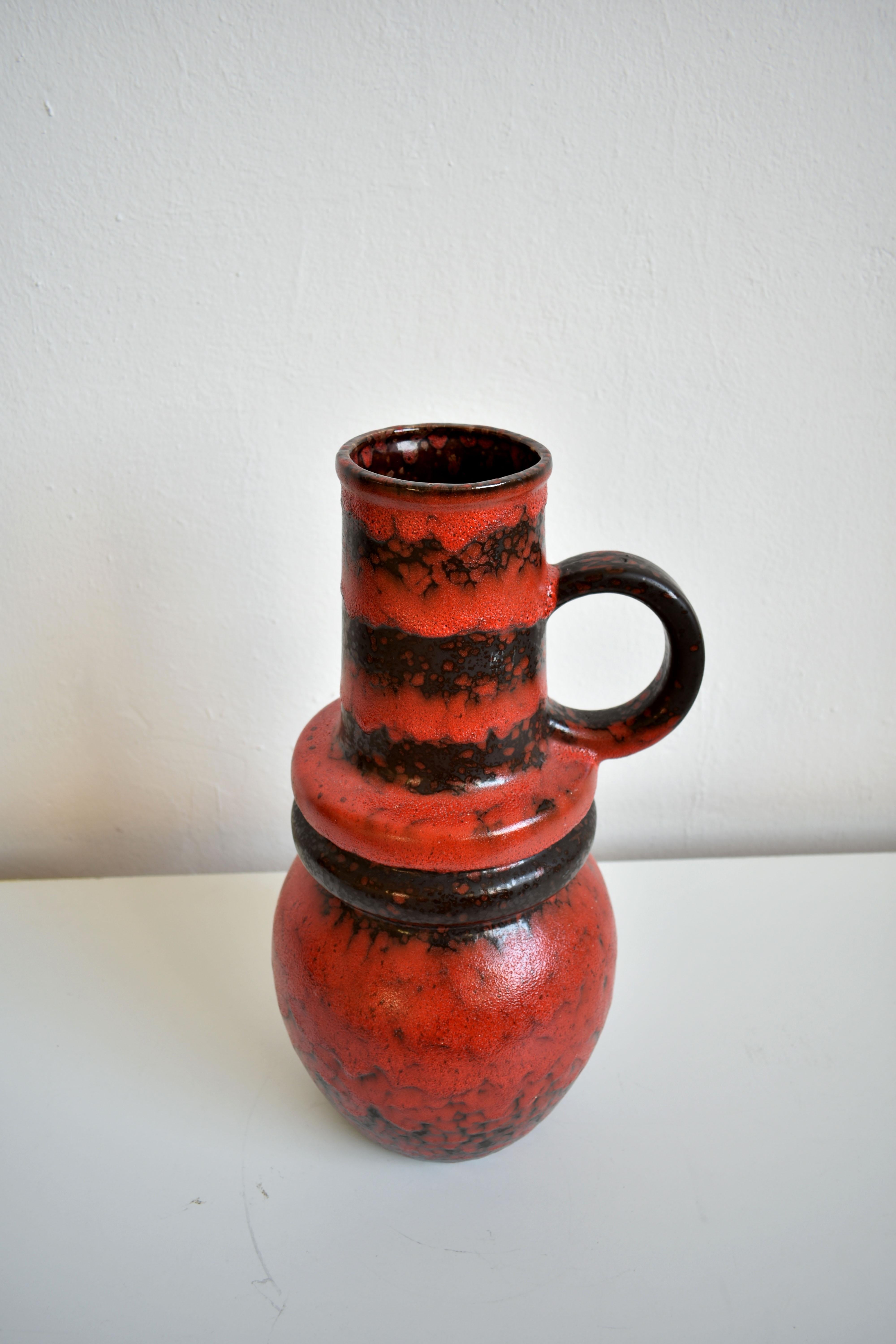 Mid-Century Modern Vintage German Pottery Fat Lava Vase Made by Scheurich 1970s, Extra Large