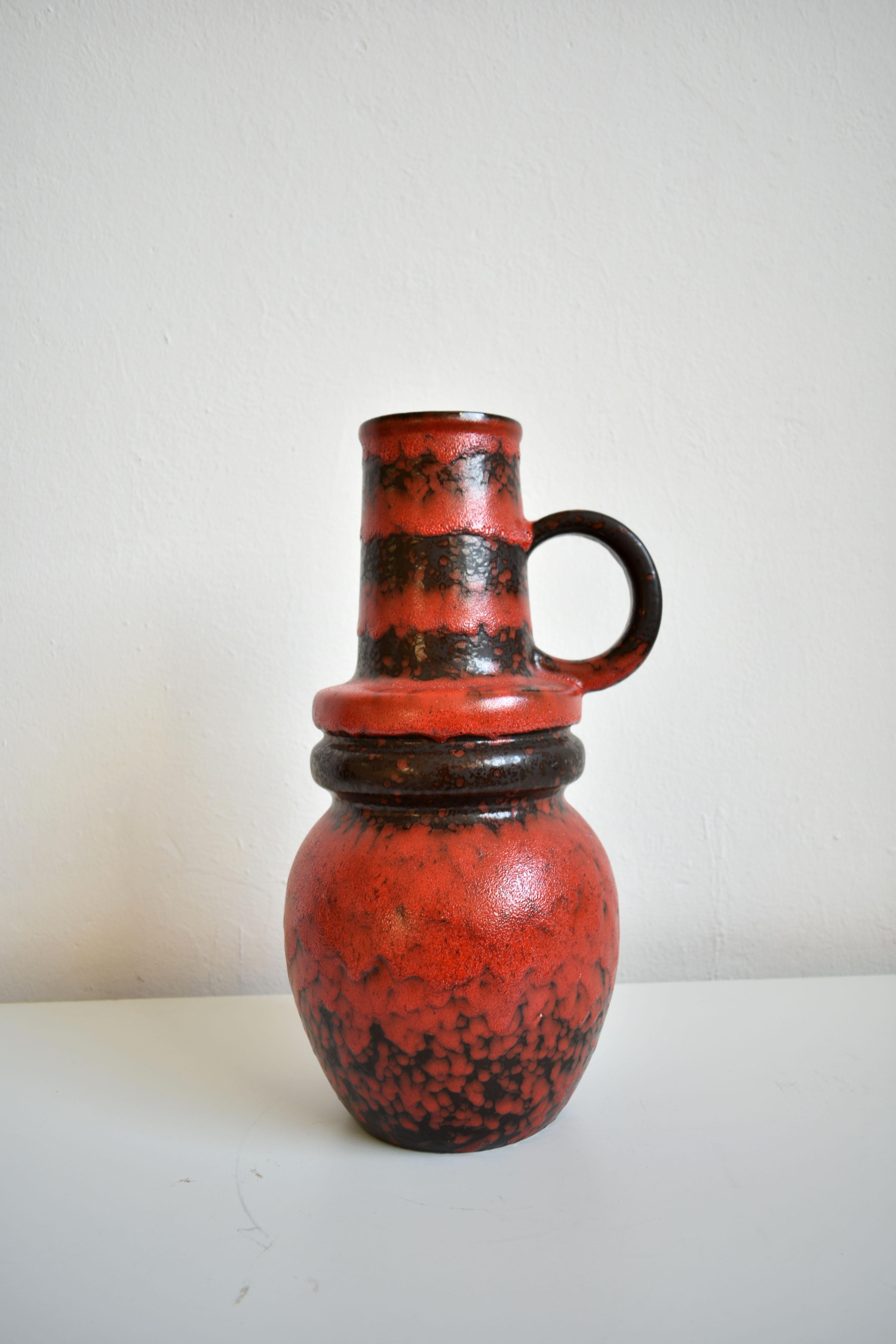 Glazed Vintage German Pottery Fat Lava Vase Made by Scheurich 1970s, Extra Large