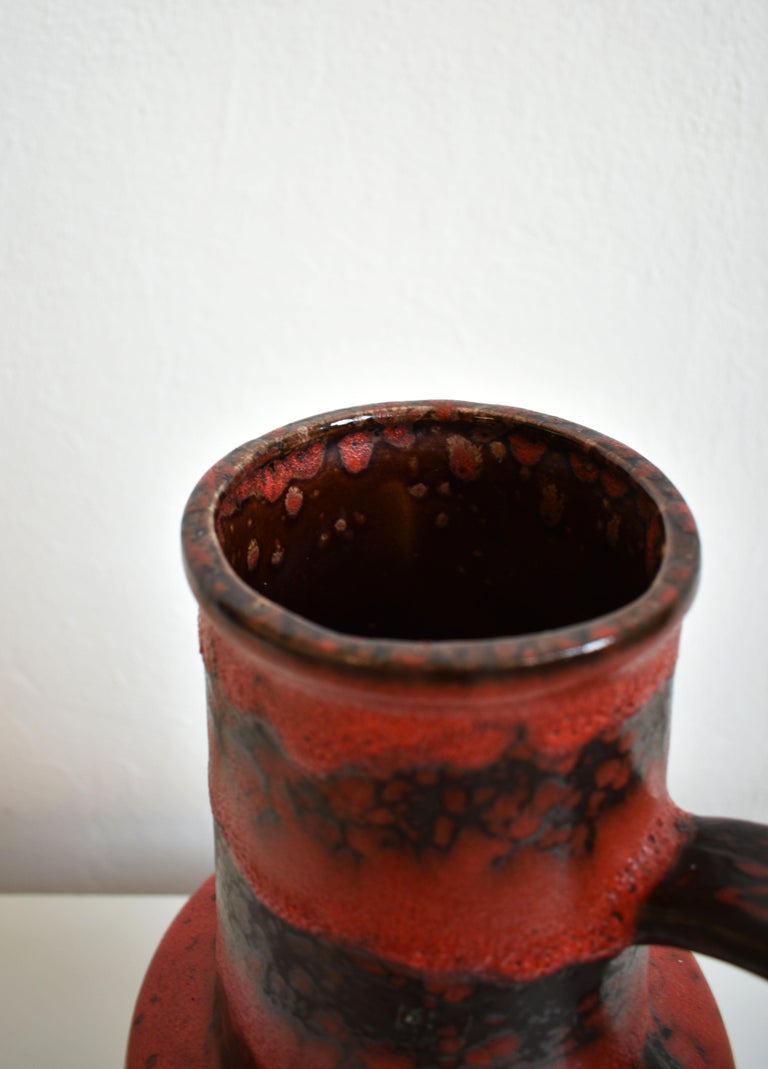 Late 20th Century Vintage German Pottery Fat Lava Vase Made by Scheurich 1970s, Extra Large For Sale