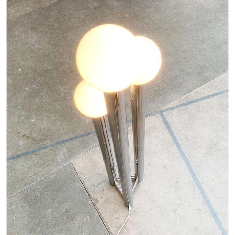 Lampadaire allemand rare de l'ère spatiale en verre et métal, 1970 Bon état - En vente à Hamburg, DE