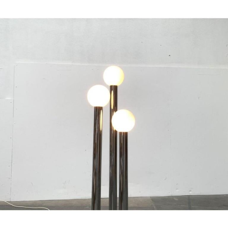 Métal Lampadaire allemand rare de l'ère spatiale en verre et métal, 1970 en vente