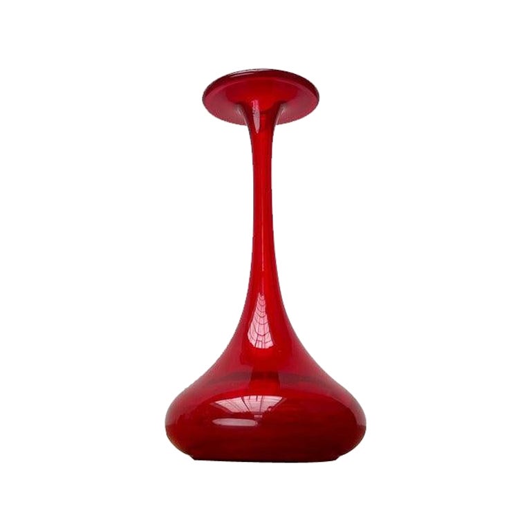 Vintage German Red Glass Solifleur Vase by Cari Zalloni for WMF