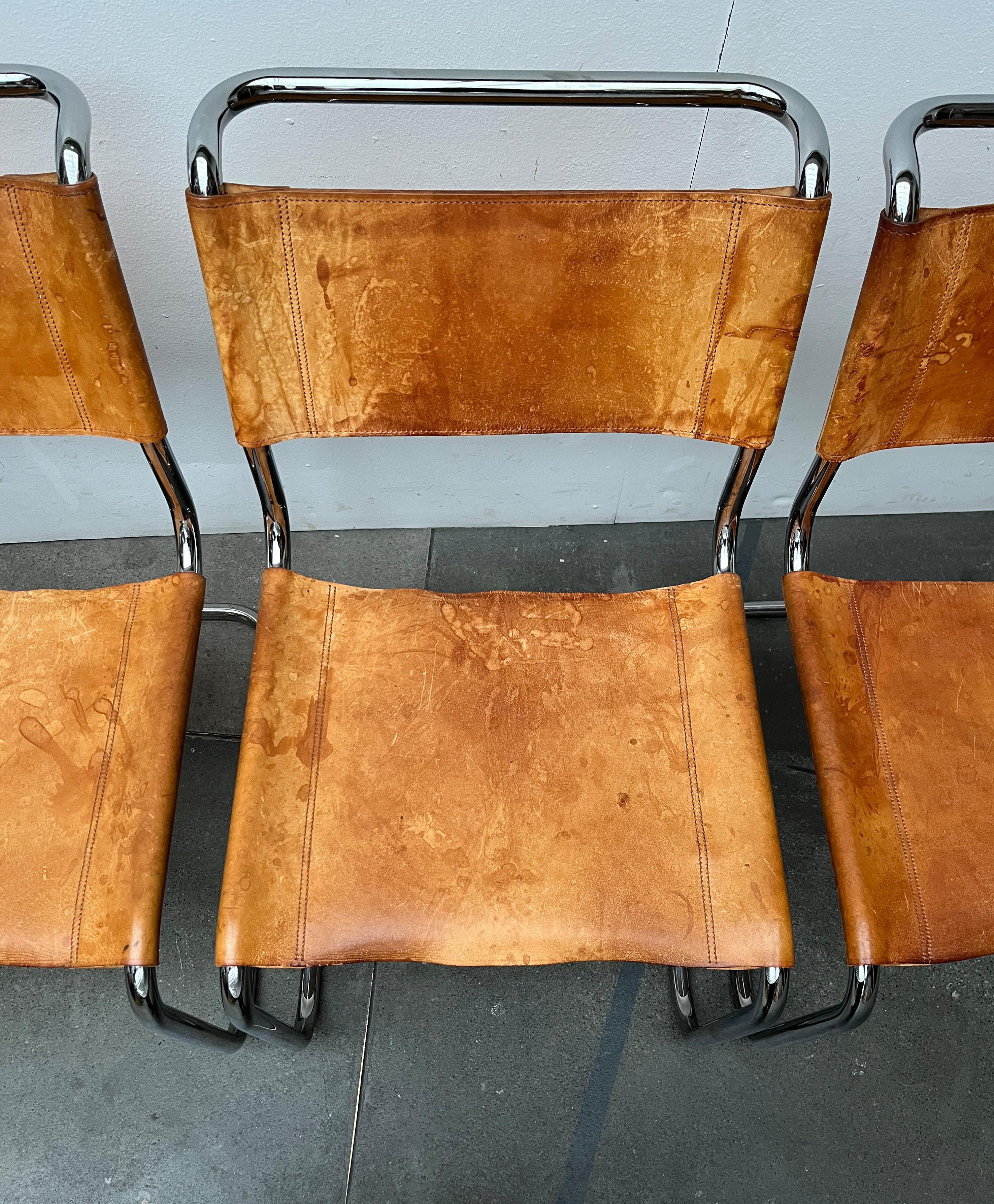 Vintage German S33 Cantilever Leather Chairs by Mart Stam for Thonet, Set of 8 For Sale 4
