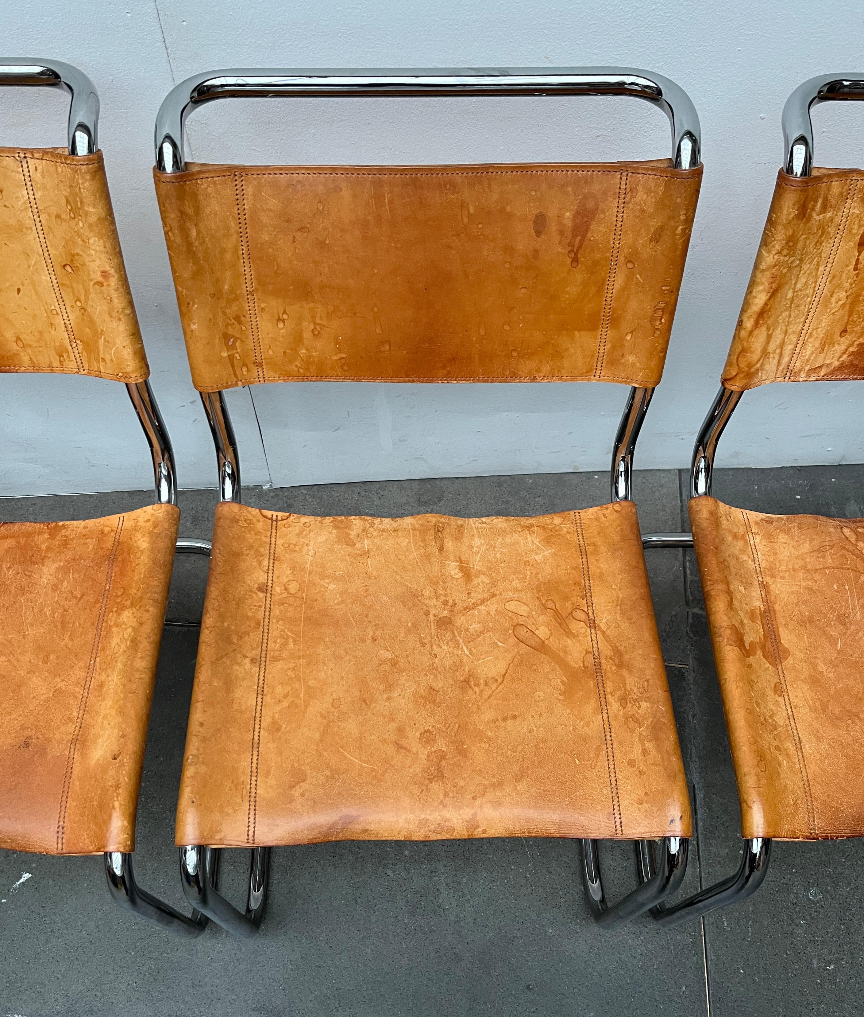 Vintage German S33 Cantilever Leather Chairs by Mart Stam for Thonet, Set of 8 For Sale 5