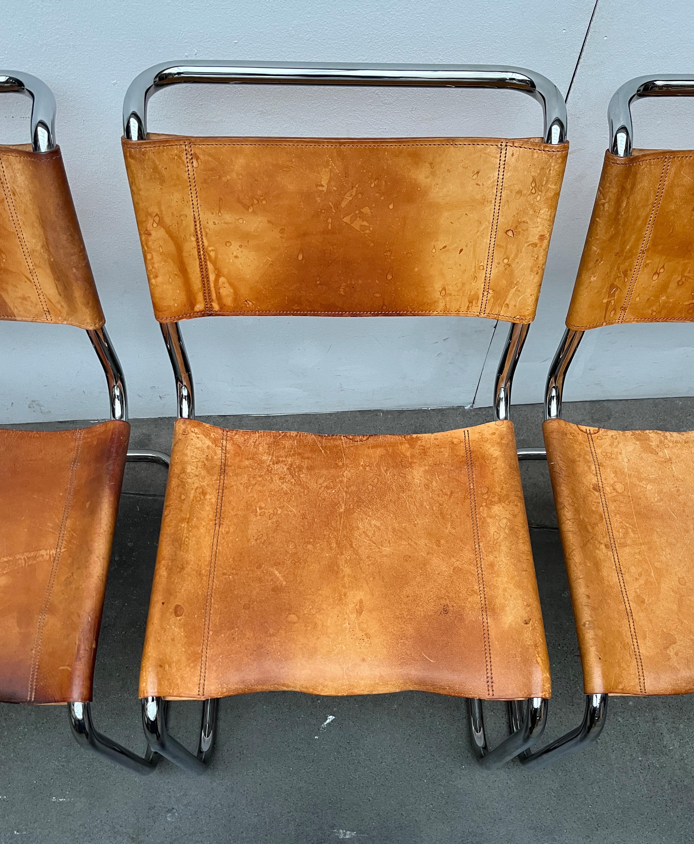 Vintage German S33 Cantilever Leather Chairs by Mart Stam for Thonet, Set of 8 For Sale 6