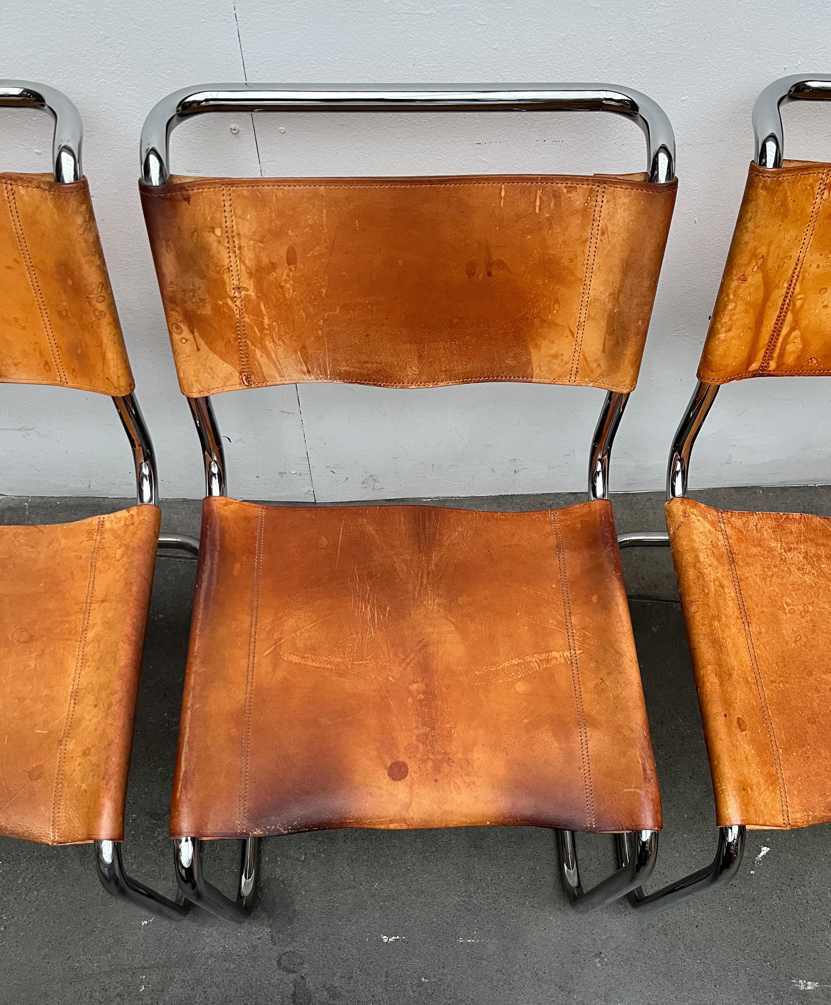 Vintage German S33 Cantilever Leather Chairs by Mart Stam for Thonet, Set of 8 For Sale 7