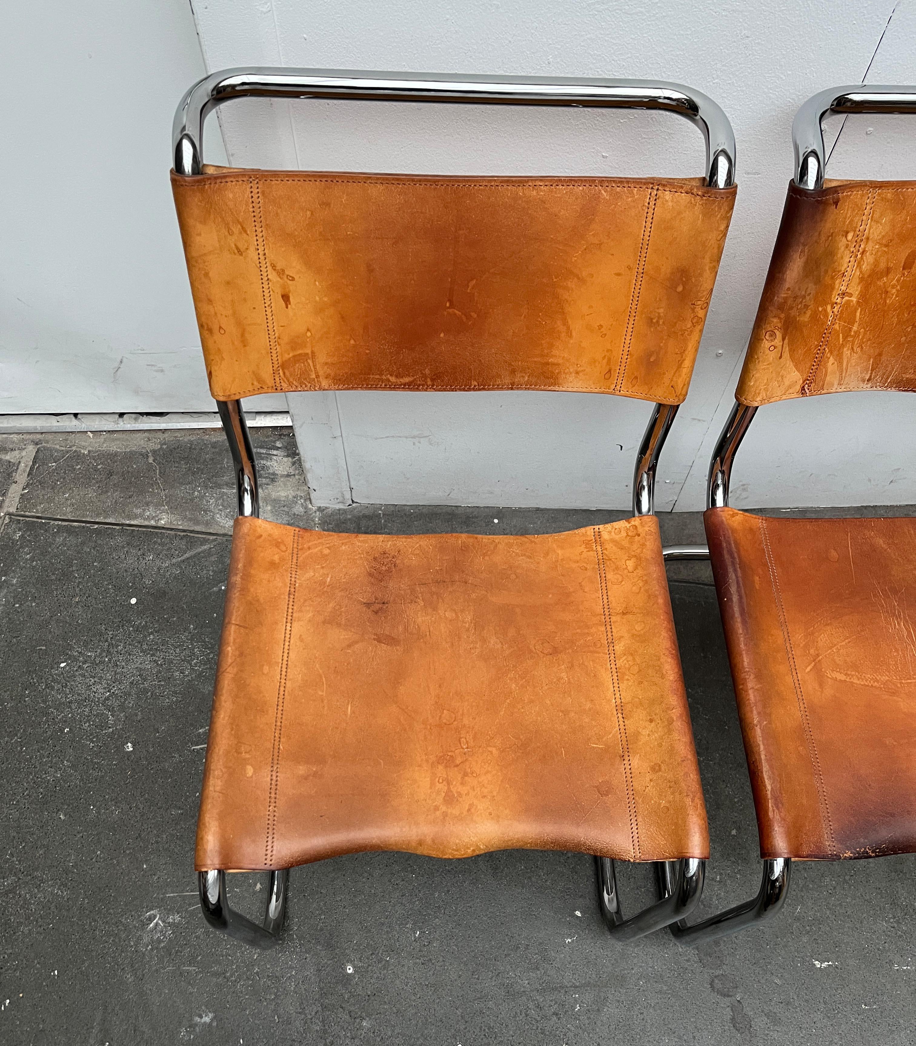 Vintage German S33 Cantilever Leather Chairs by Mart Stam for Thonet, Set of 8 For Sale 8