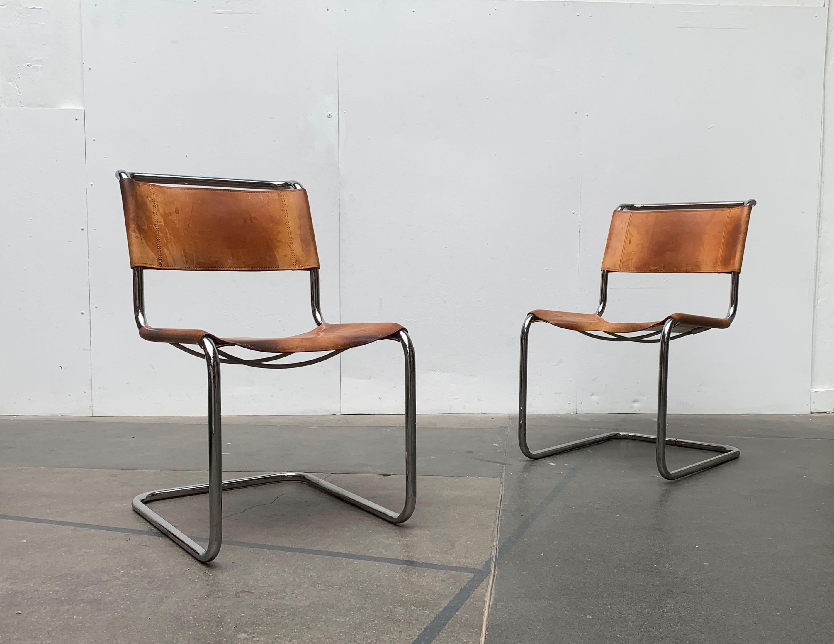 Mid-Century Modern Vintage German S33 Cantilever Leather Chairs by Mart Stam for Thonet, Set of 8 For Sale