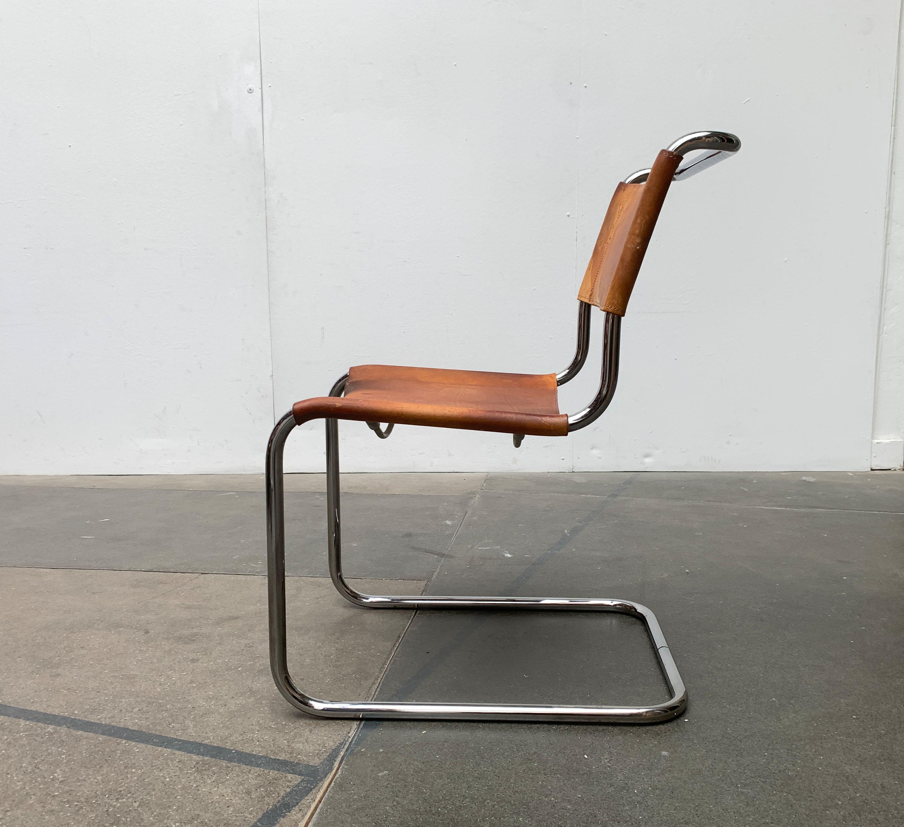 Steel Vintage German S33 Cantilever Leather Chairs by Mart Stam for Thonet, Set of 8 For Sale