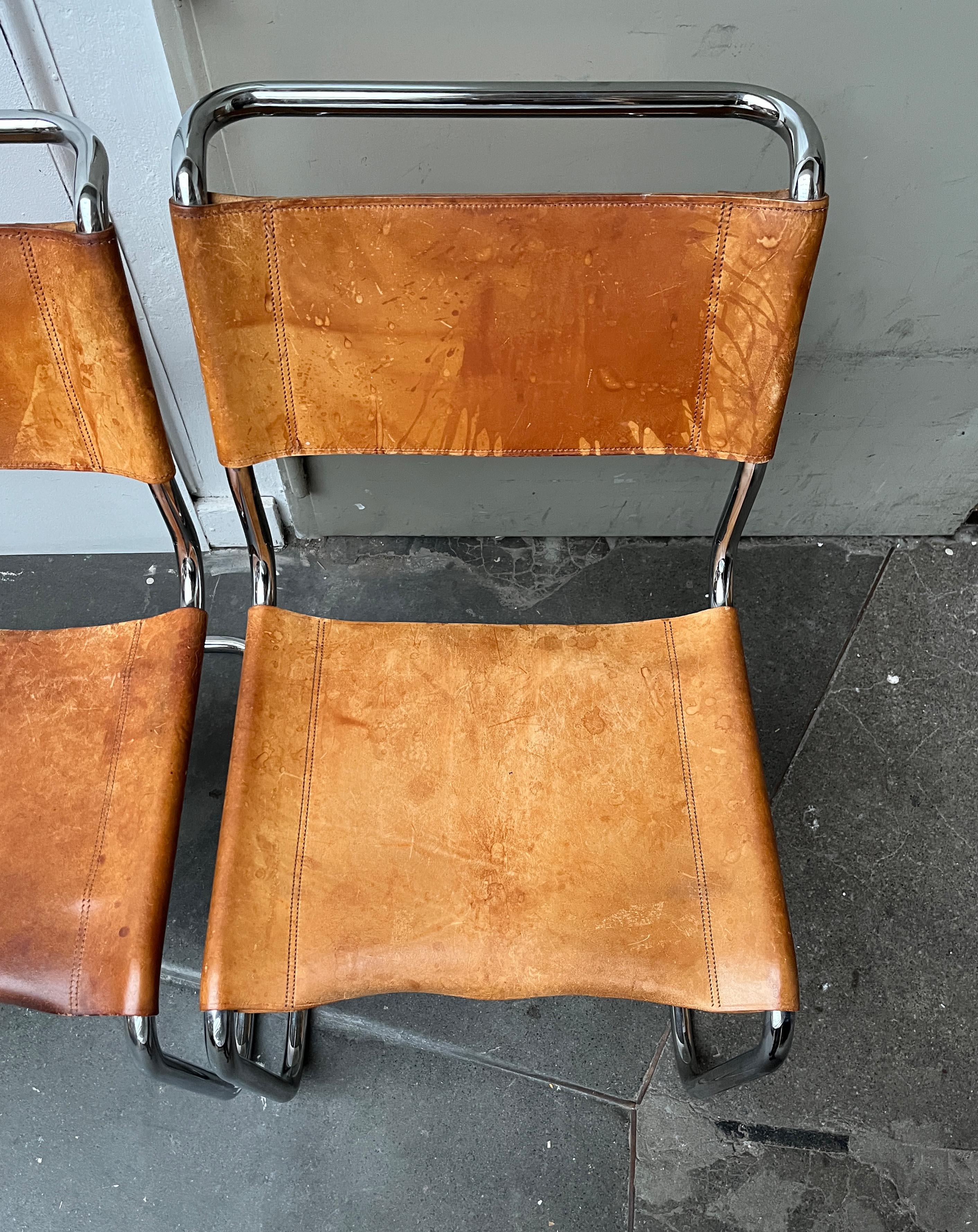 Vintage German S33 Cantilever Leather Chairs by Mart Stam for Thonet, Set of 8 For Sale 1