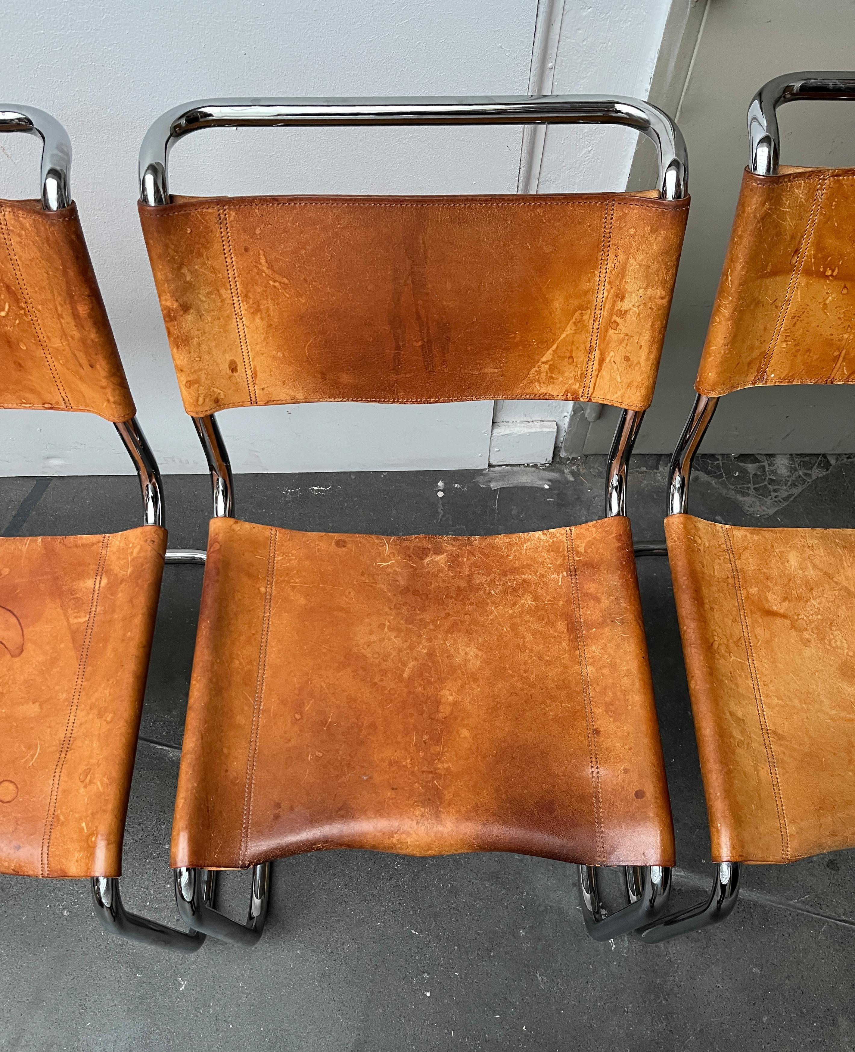Vintage German S33 Cantilever Leather Chairs by Mart Stam for Thonet, Set of 8 For Sale 2