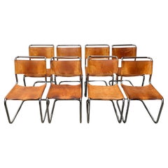 Freitragende deutsche S33-Lederstühle im Vintage-Stil von Mart Stam für Thonet, 8er-Set