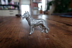 Vintage German Shepherd Miniature Figurine, Solid Metal Cast, c. Mid-20th- 2C142