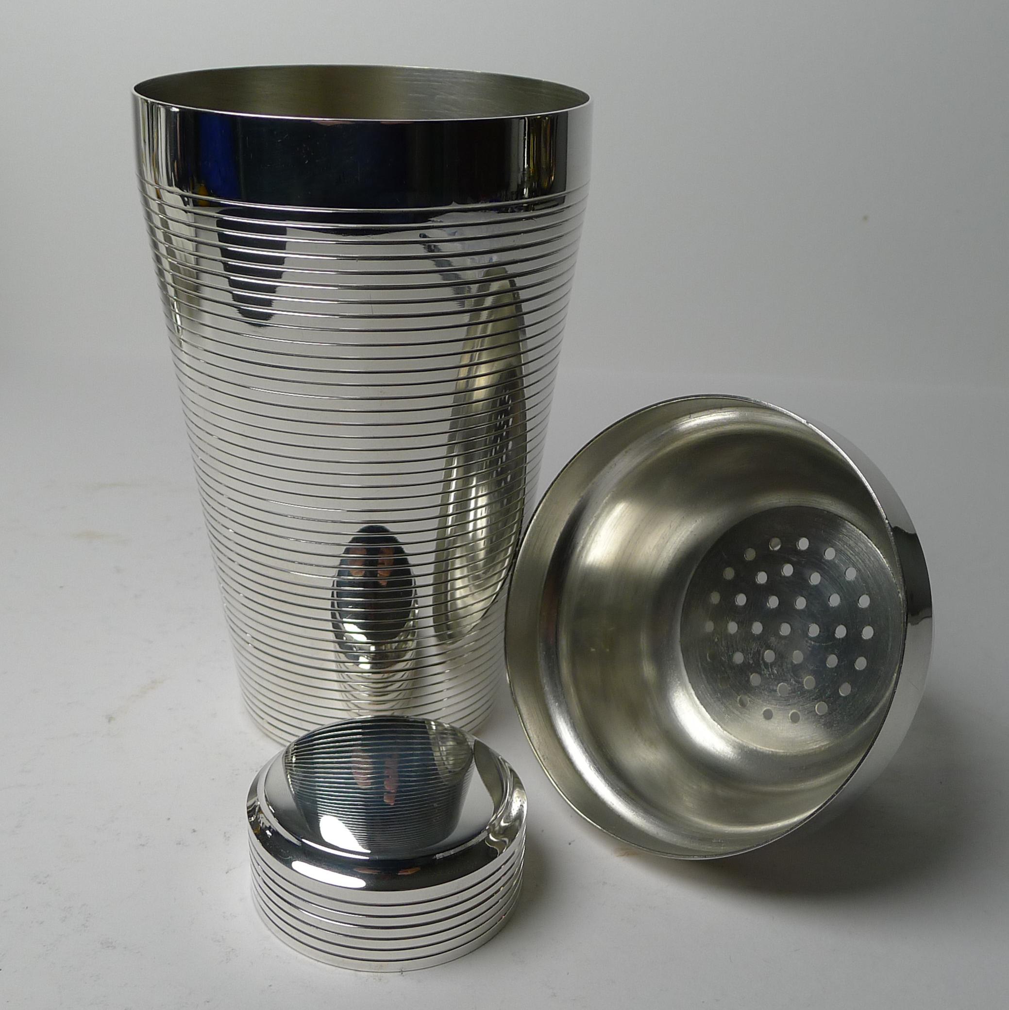 Shaker da cocktail tedesco d'epoca placcato in argento di Carl Deffner, 1930 ca. 3