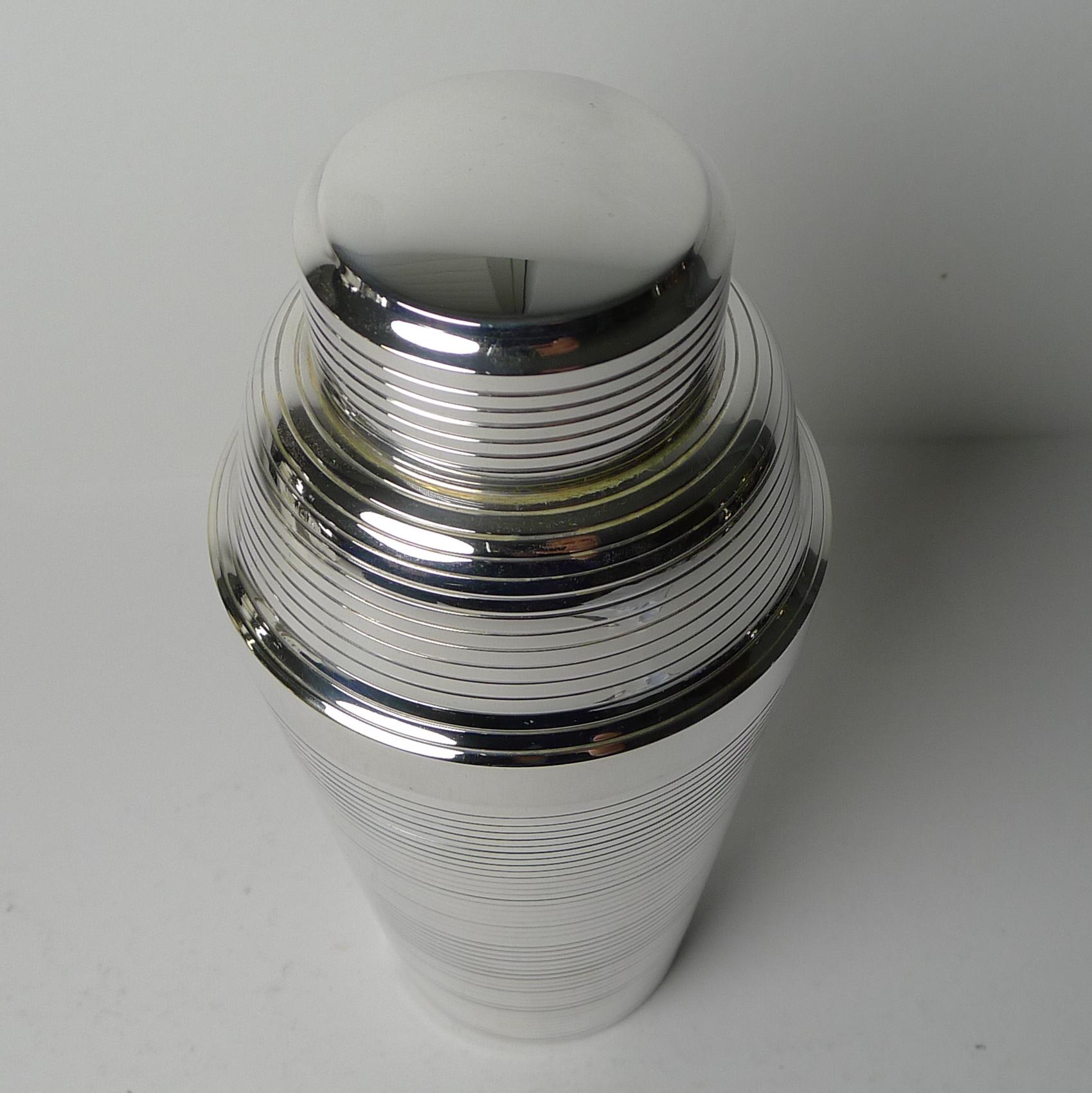 Art Deco Vintage German Silver Plated Cocktail Shaker by Carl Deffner c.1930's For Sale