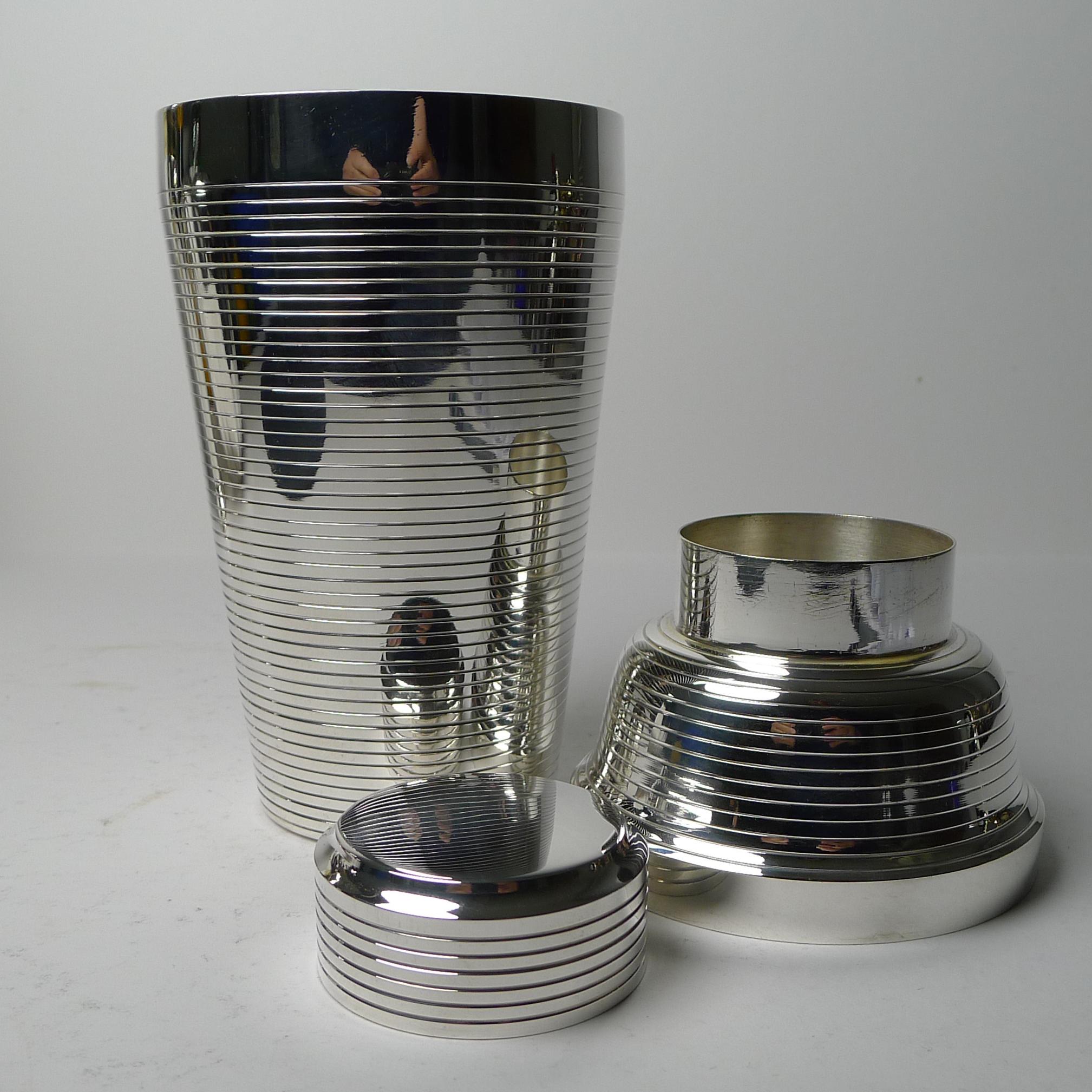 Vintage German Silver Plated Cocktail Shaker by Carl Deffner c.1930's For Sale 3