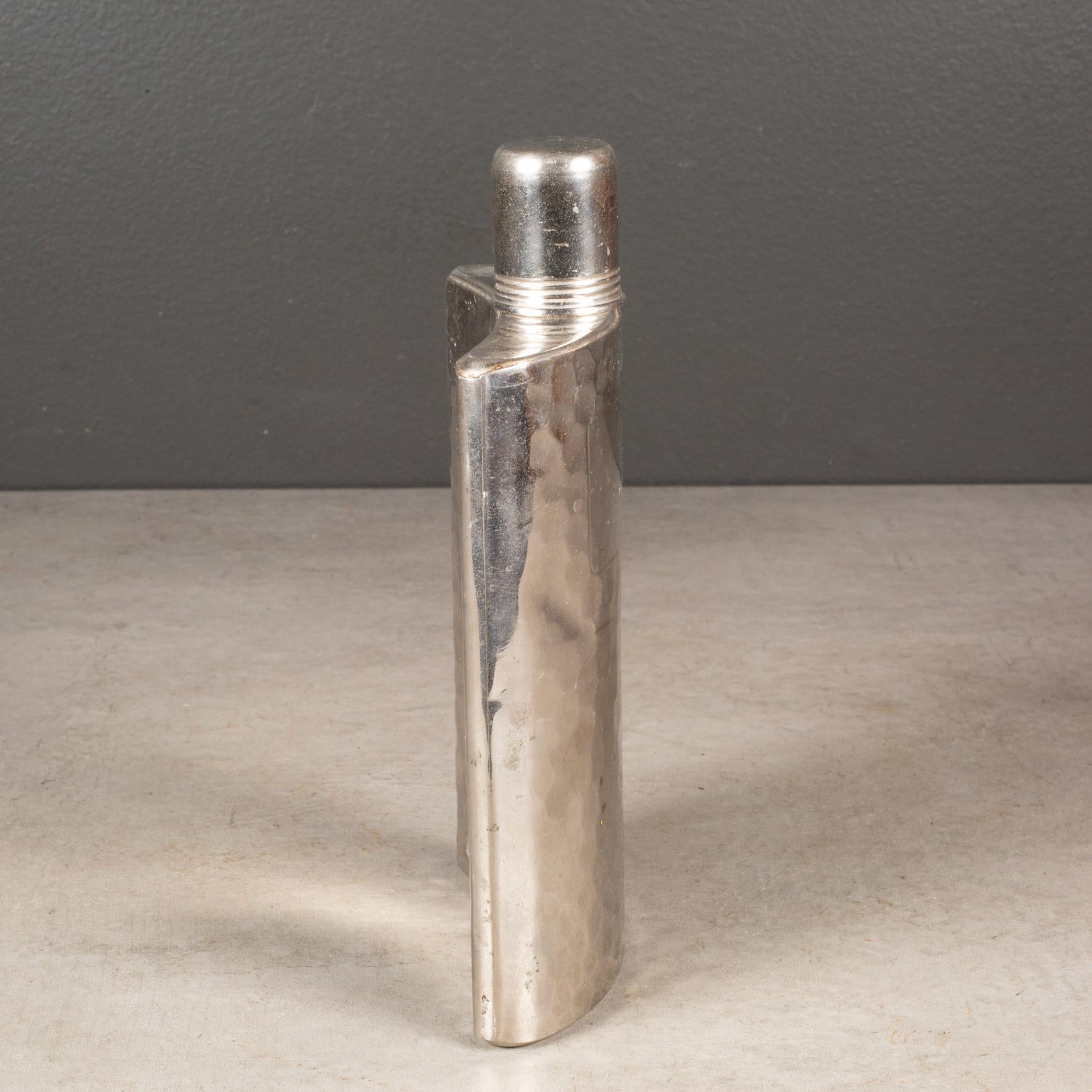 20th Century Vintage German Silver Plated Hammered Flask, circa 1940-1950