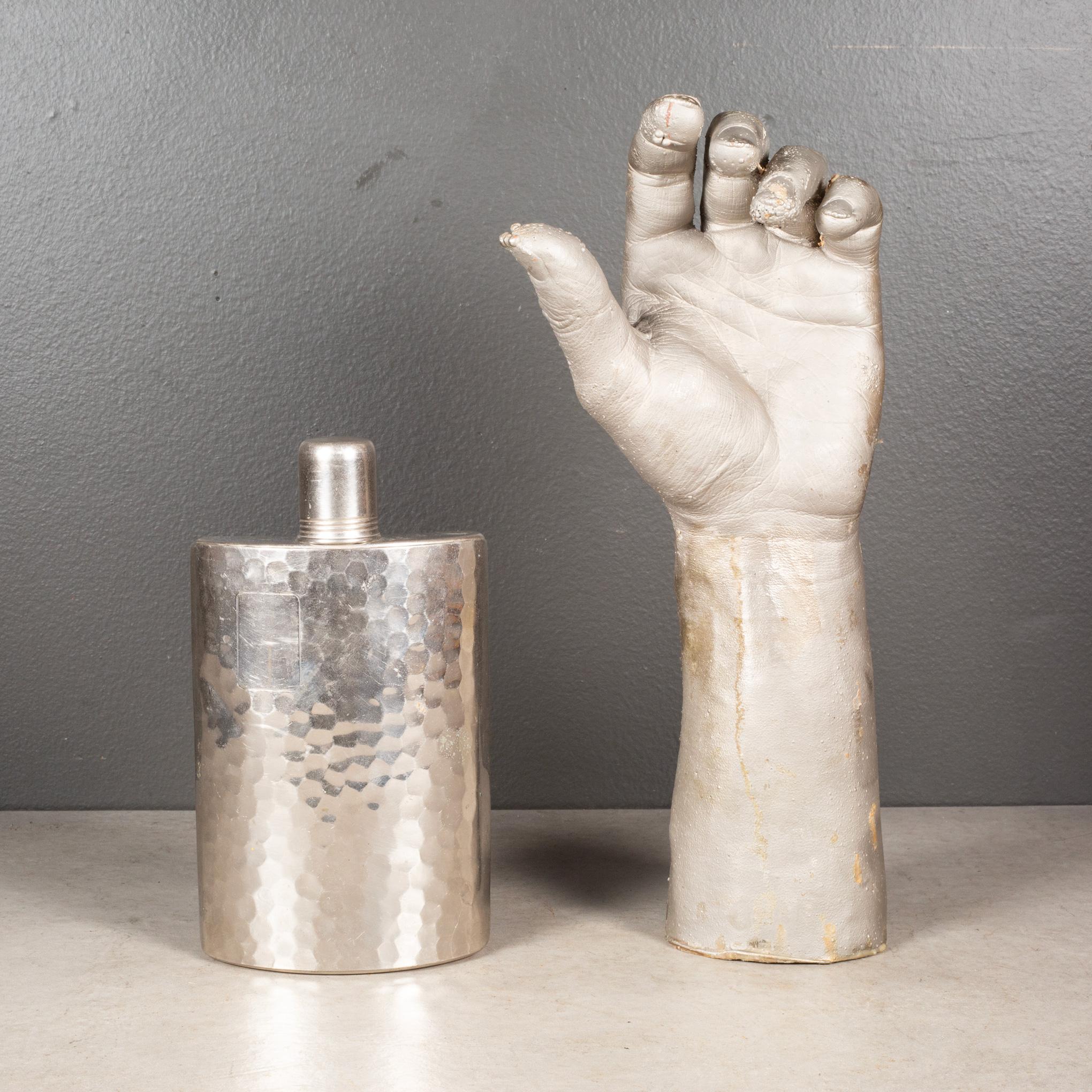 Vintage German Silver Plated Hammered Flask, circa 1940-1950 1
