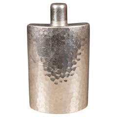 Vintage German Silver Plated Hammered Flask, circa 1940-1950