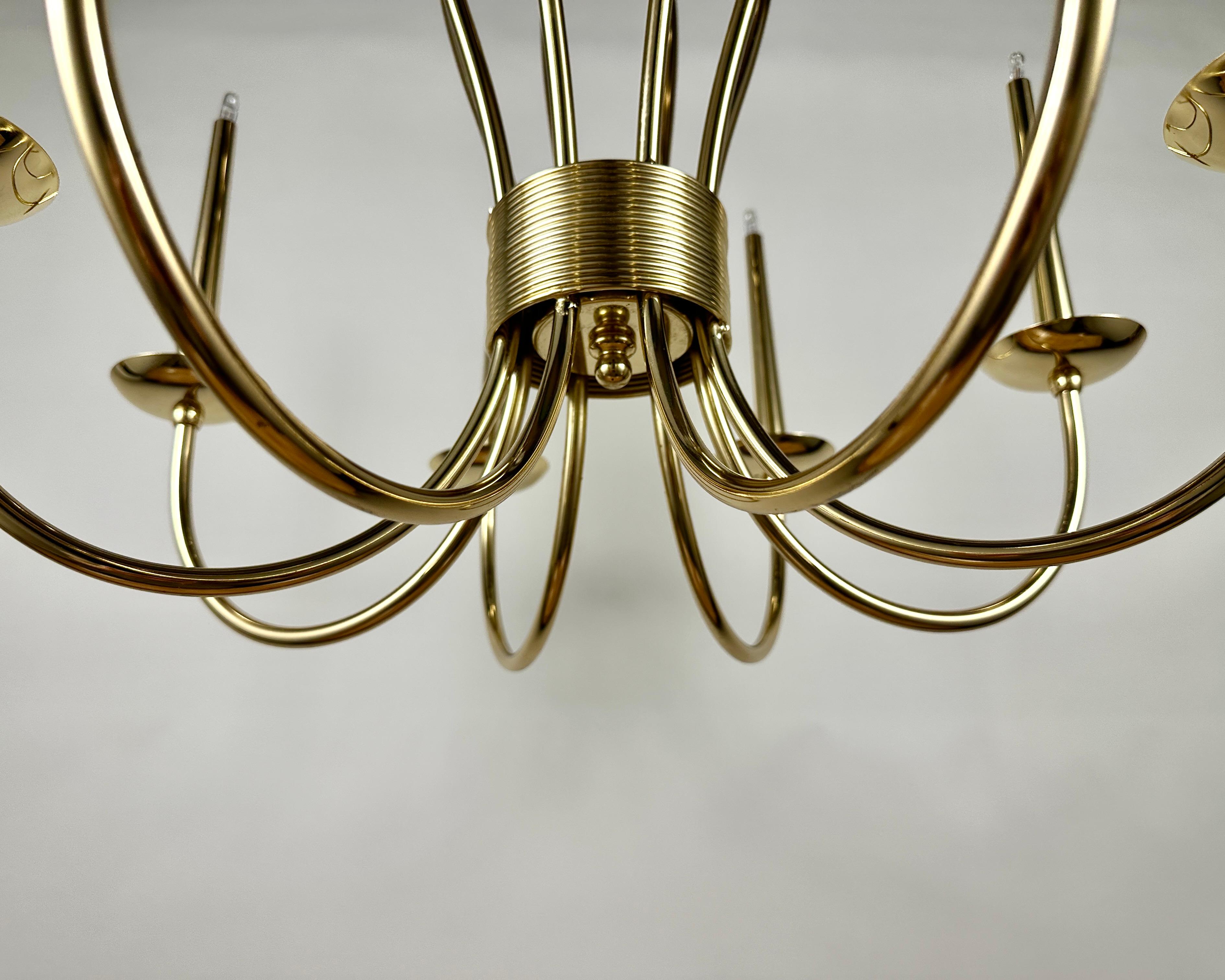 Late 20th Century Vintage German Sische Leuchten Gold Plated Chandelier, September 1984 For Sale