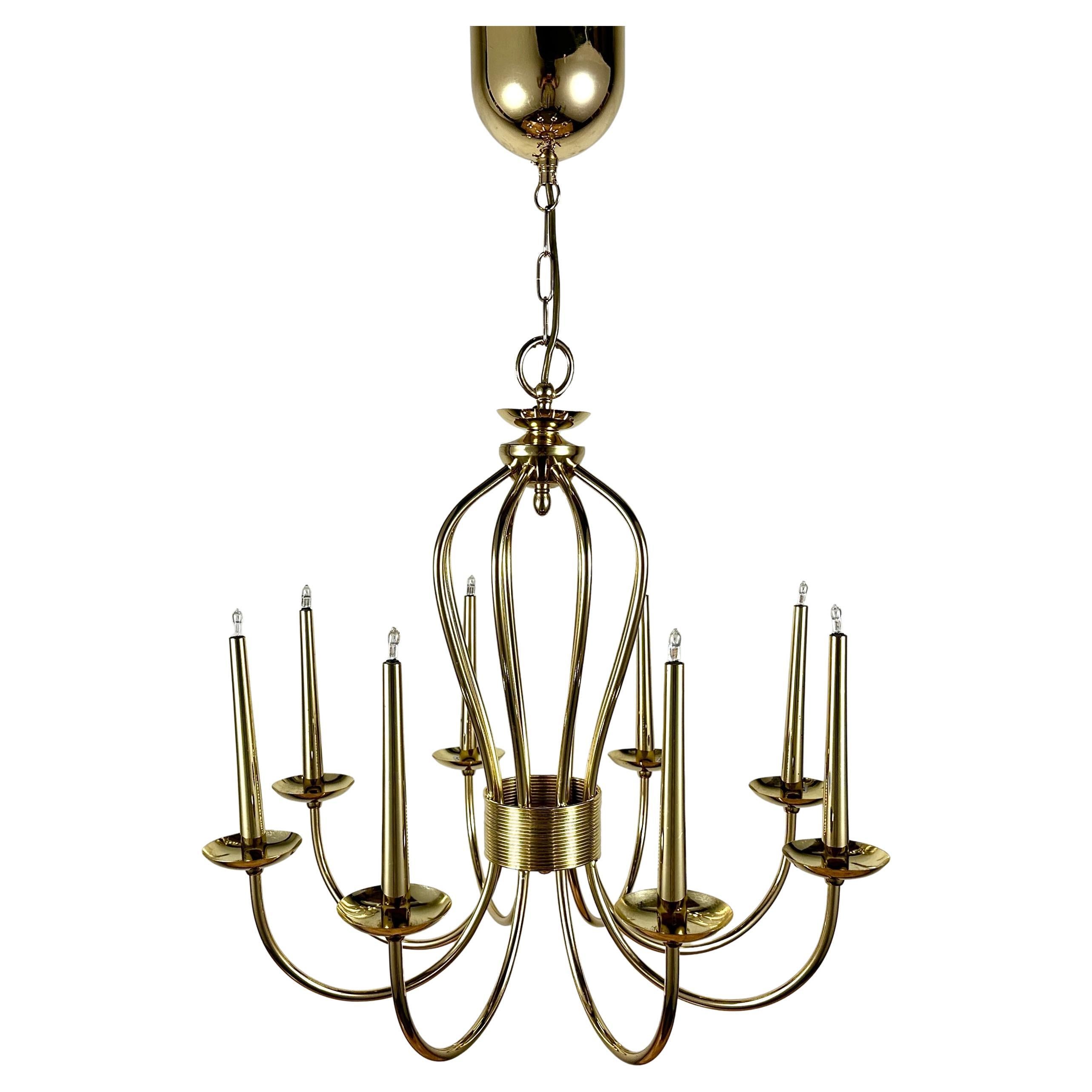 Vintage German Sische Leuchten Gold Plated Chandelier, September 1984 For Sale