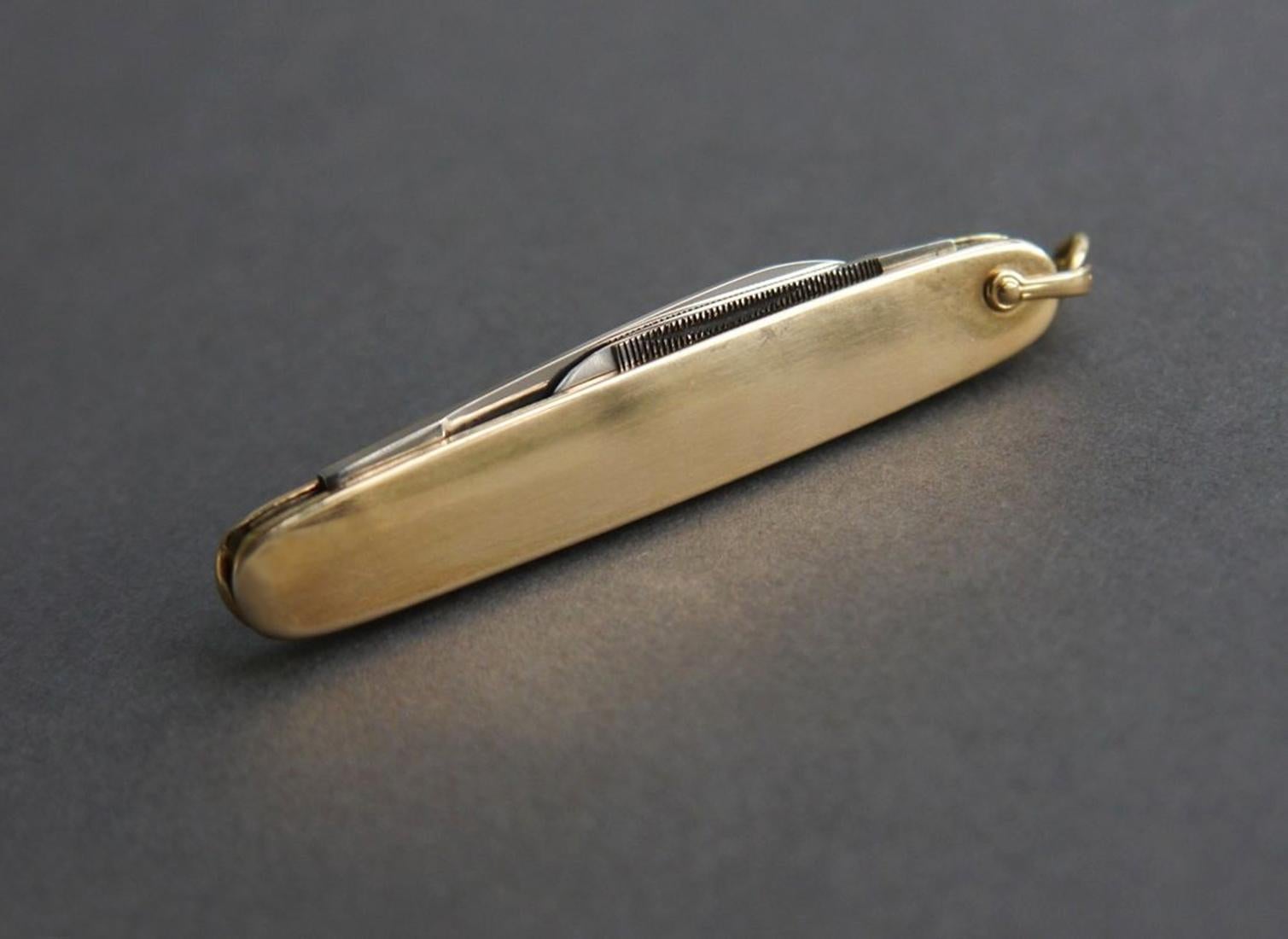 Deutsches Solingen-Obsttaschenmesser aus massivem 14K Gelbgoldstahl / 15gr Vintage im Angebot 3