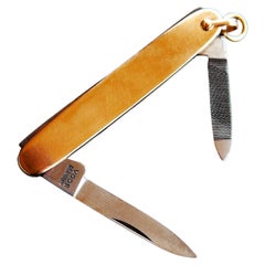 Deutsches Solingen-Obsttaschenmesser aus massivem 14K Gelbgoldstahl / 15gr Vintage