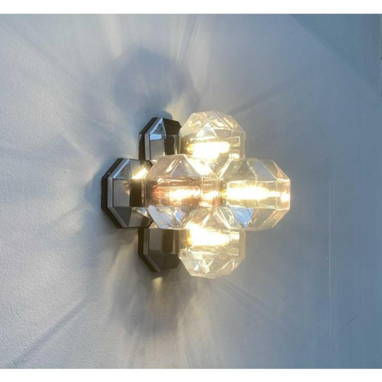 Metal Vintage German Space Age Chrome & Glass Wall by Motoko Ishii, 1970s For Sale