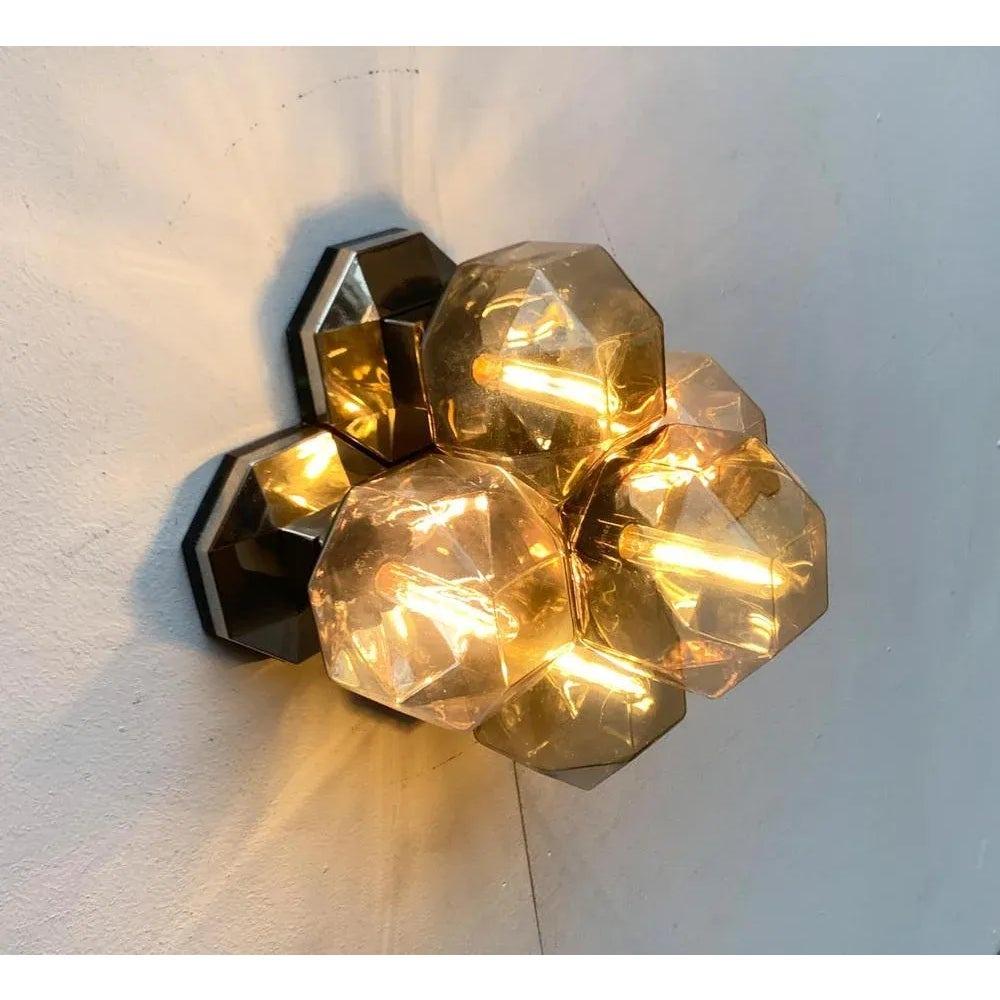 Lámpara de Pared o Techo Alemana Vintage Space Age Cromada y Cristal para Personal, Años 70 en venta 4