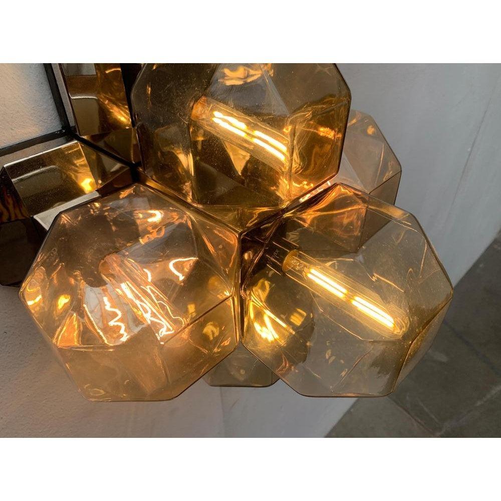 Lámpara de Pared o Techo Alemana Vintage Space Age Cromada y Cristal para Personal, Años 70 en venta 6
