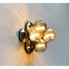 Vintage German Space Age Chrome & Glass Wall or Ceiling Lamp for Staff, 1970s