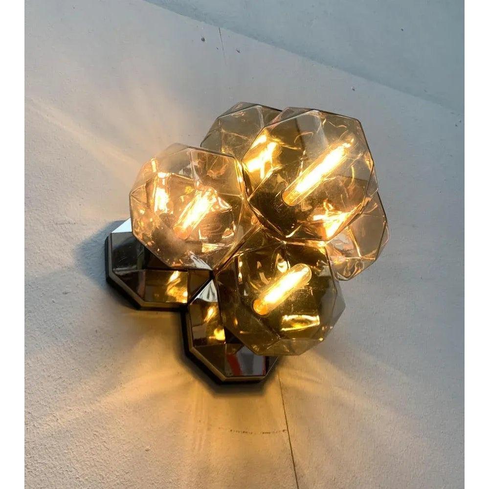 Lámpara de Pared o Techo Alemana Vintage Space Age Cromada y Cristal para Personal, Años 70 en Excelente estado para la venta en Hamburg, DE