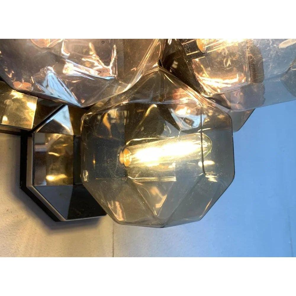 Lámpara de Pared o Techo Alemana Vintage Space Age Cromada y Cristal para Personal, Años 70 siglo XX en venta