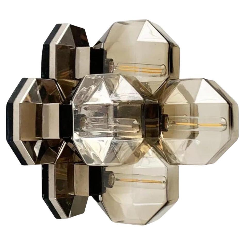 Vintage German Space Age Chrome & Glass Wall or Ceiling Lamp for Staff, 1970s