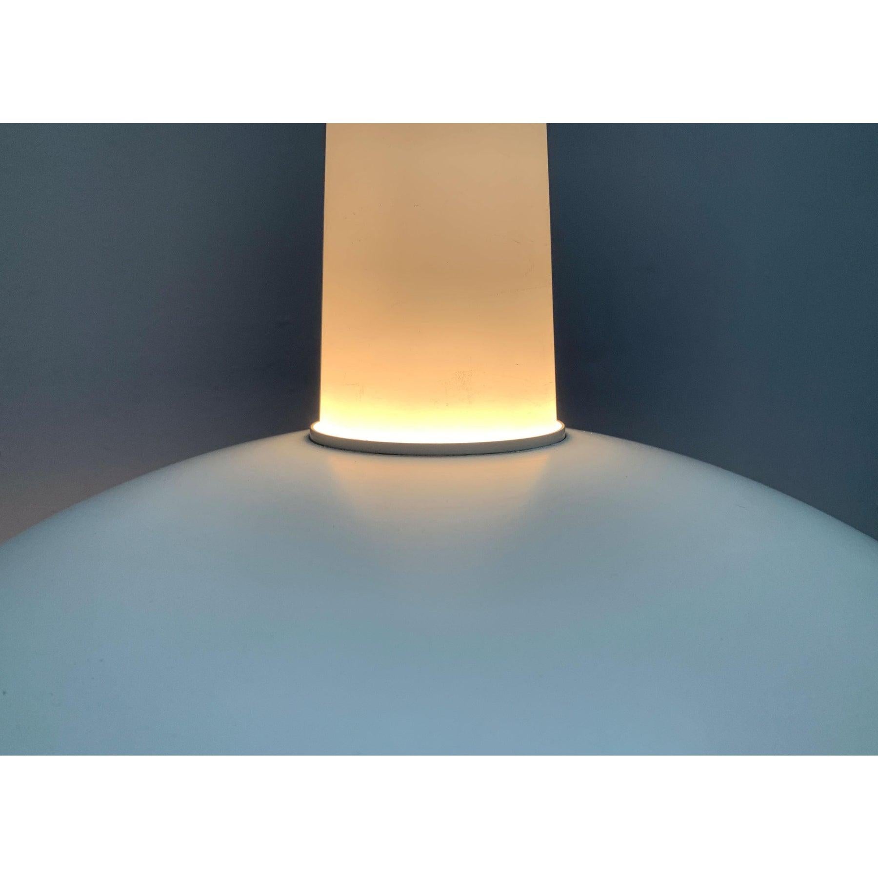 Vintage German Space Age Glass and Metal Pendant Lamp from Glashütte Limburg For Sale 5
