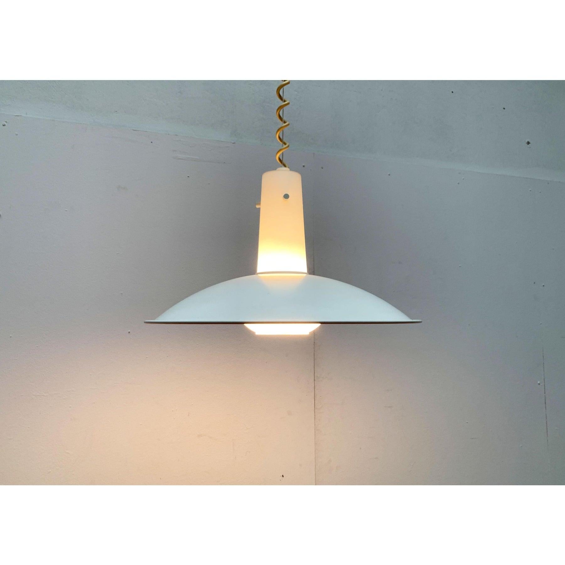 Vintage German Space Age Glass and Metal Pendant Lamp from Glashütte Limburg For Sale 7
