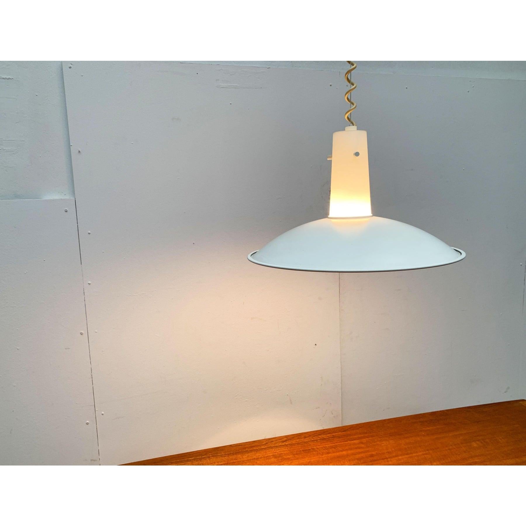 Vintage German Space Age Glass and Metal Pendant Lamp from Glashütte Limburg For Sale 3