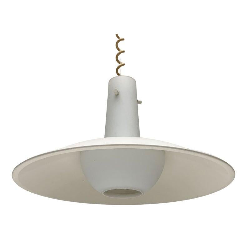Vintage German Space Age Glass and Metal Pendant Lamp from Glashütte Limburg For Sale