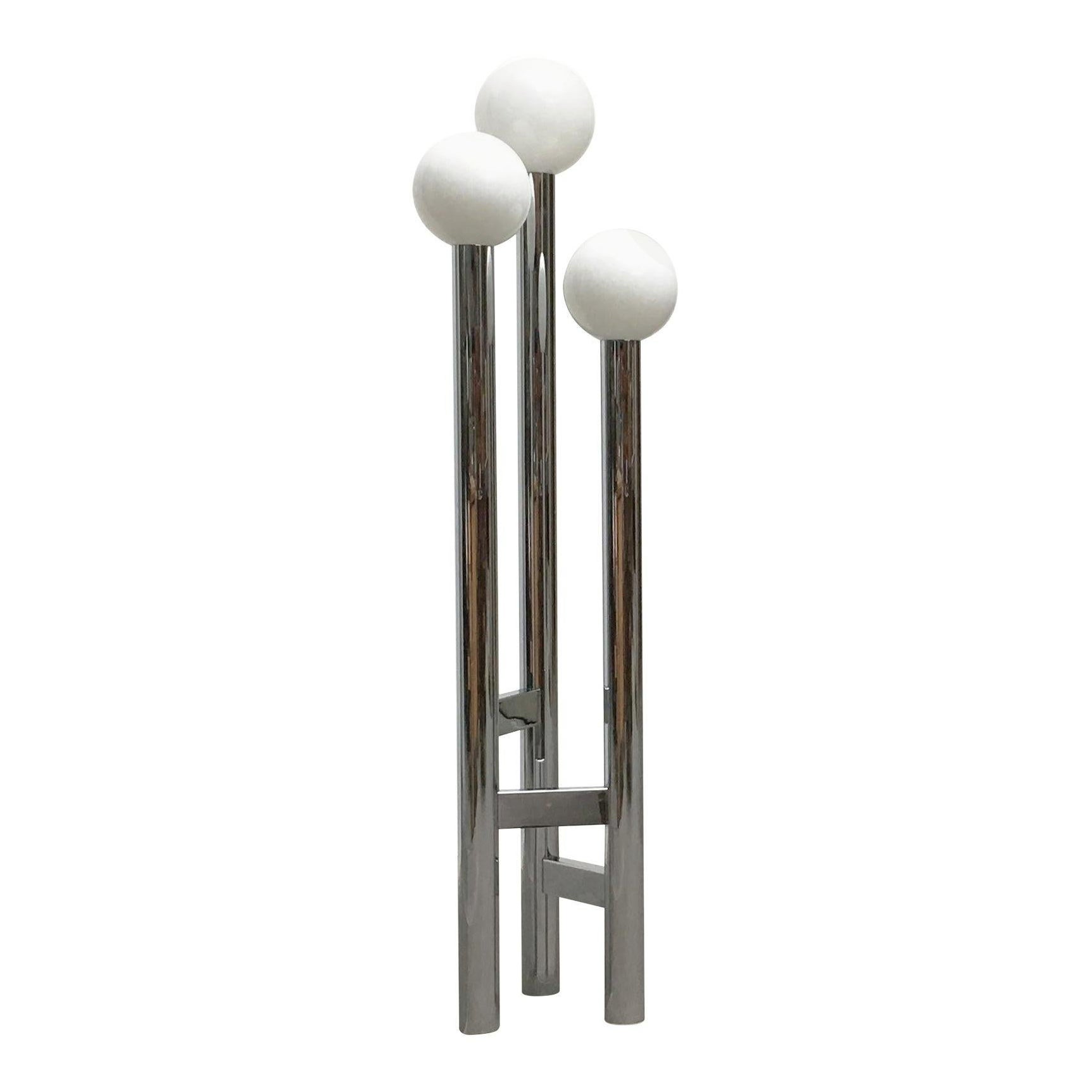 Lampadaire allemand vintage de l'ère spatiale en verre et métal, 1970