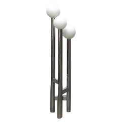 Lampadaire allemand vintage de l'ère spatiale en verre et métal, 1970