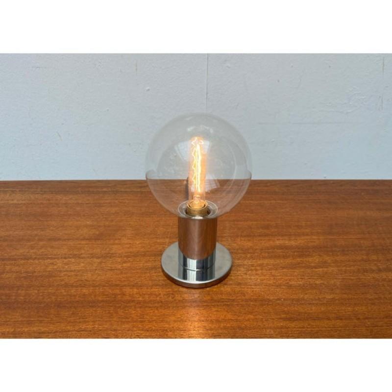 Vintage German Space Age Table Lamp in Chrome and Glass by Motoko Ishii, 1970s For Sale 11