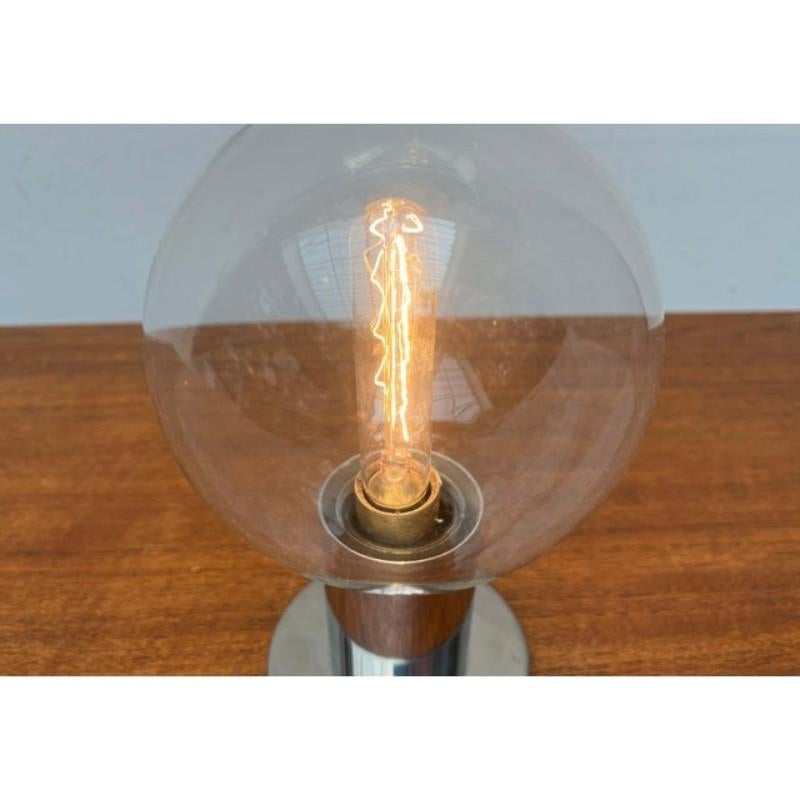 20th Century Vintage German Space Age Table Lamp in Chrome and Glass by Motoko Ishii, 1970s For Sale