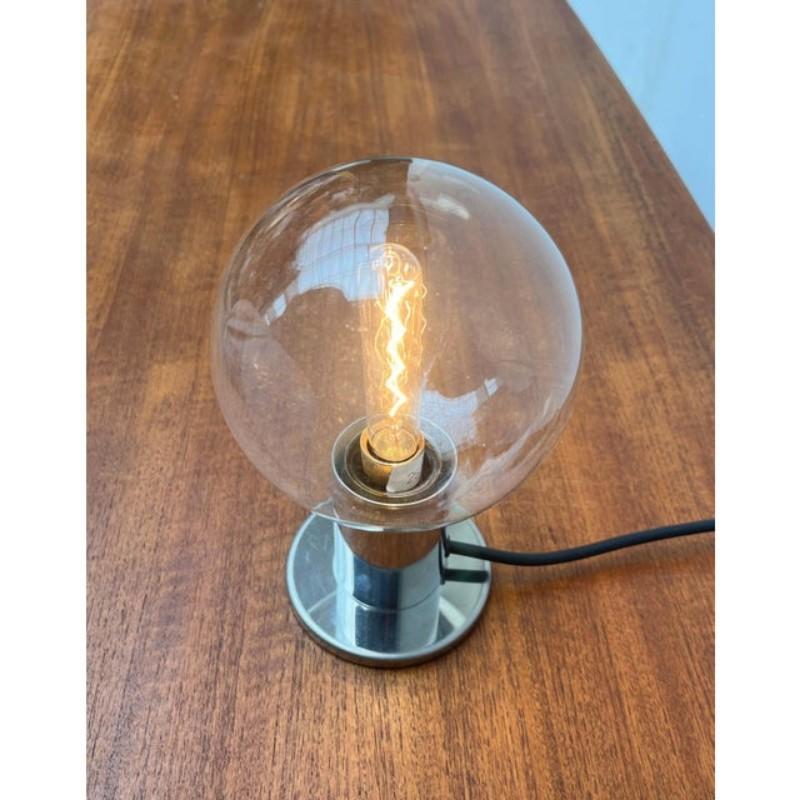 Metal Vintage German Space Age Table Lamp in Chrome and Glass by Motoko Ishii, 1970s For Sale