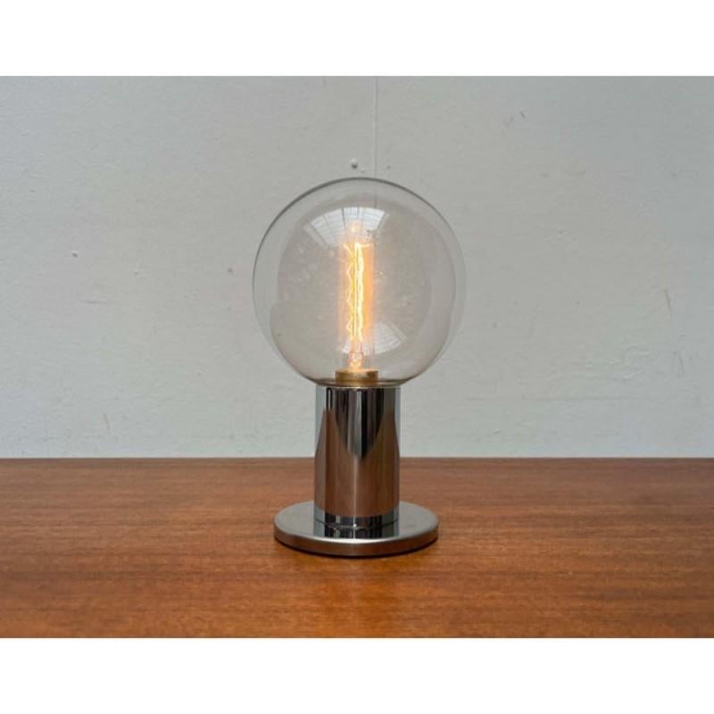 Vintage German Space Age Table Lamp in Chrome and Glass by Motoko Ishii, 1970s For Sale 3